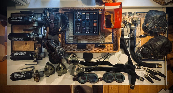 Goodtime Charlie props costumes - bomber helmets goggles oxygen